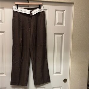 Topshop Wide Leg Plaid Trousers